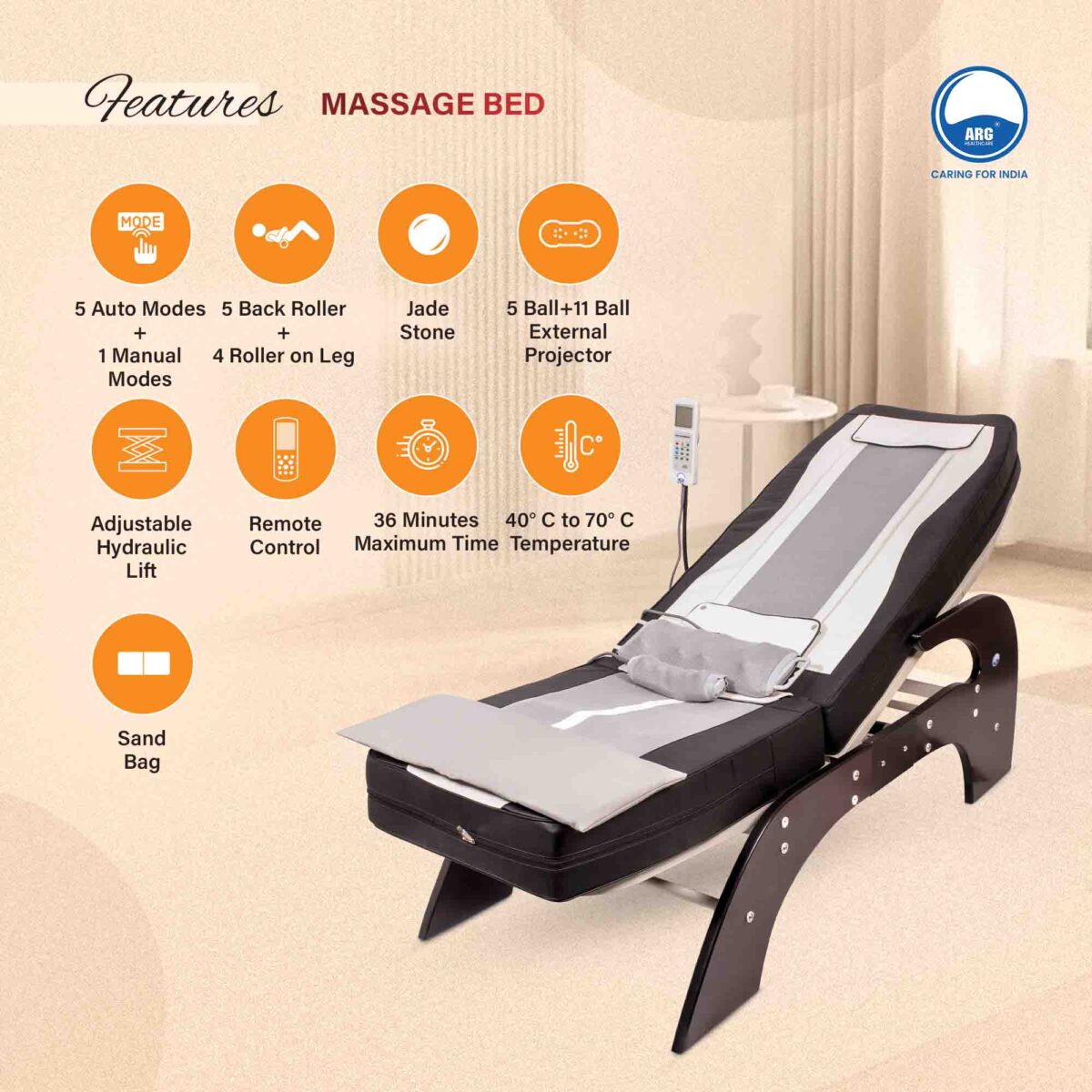 Automatic Thermal Full Body Massage Bed 729A and Heating Mat Combo - Image 5