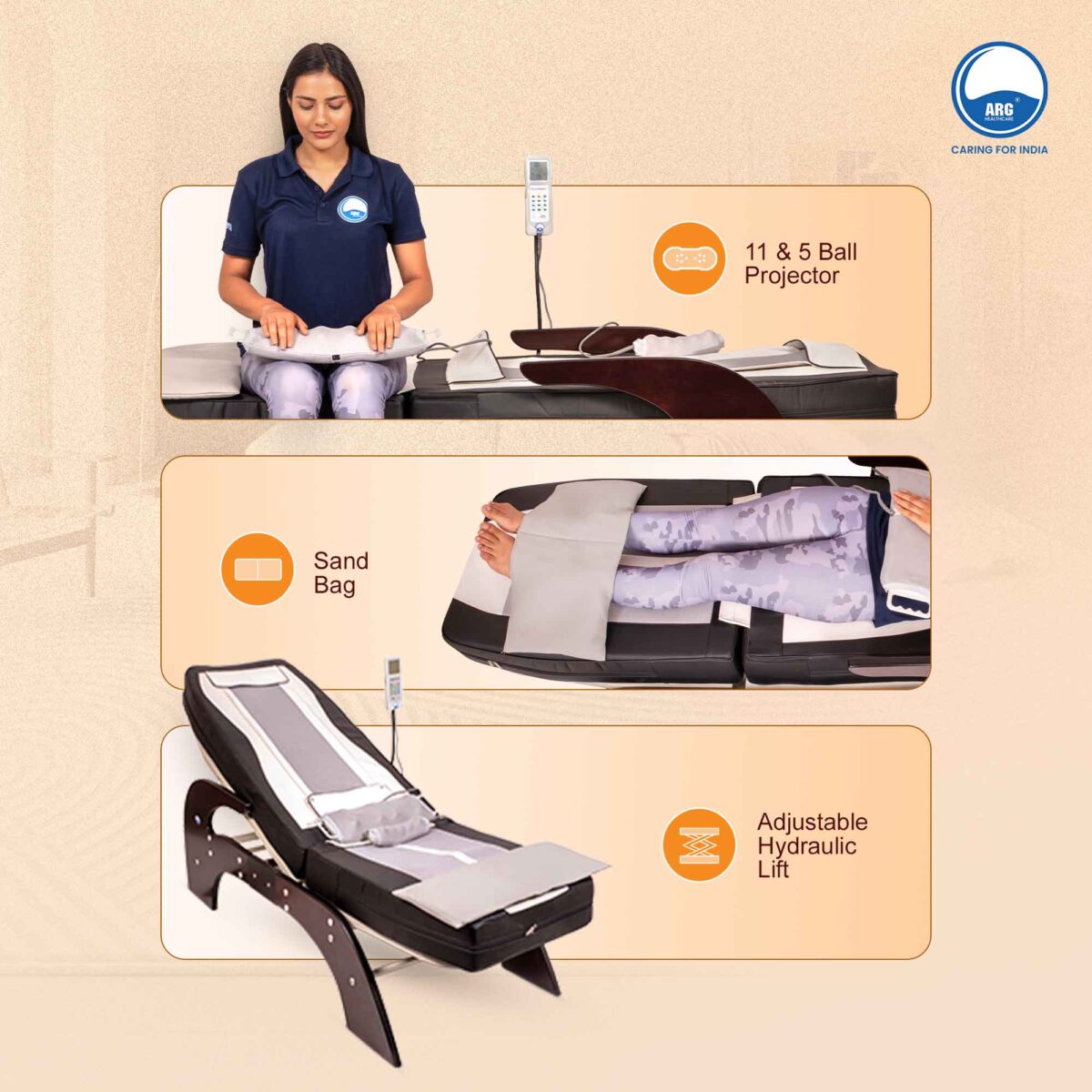 Automatic Thermal Full Body Massage Bed 729A and Heating Mat Combo - Image 4