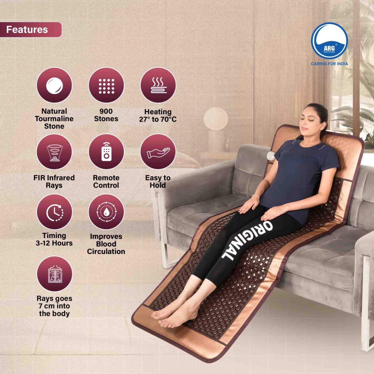 Tourmaline Heating Mat 900 Stone 80cm*190cm Arg 718B - Image 6