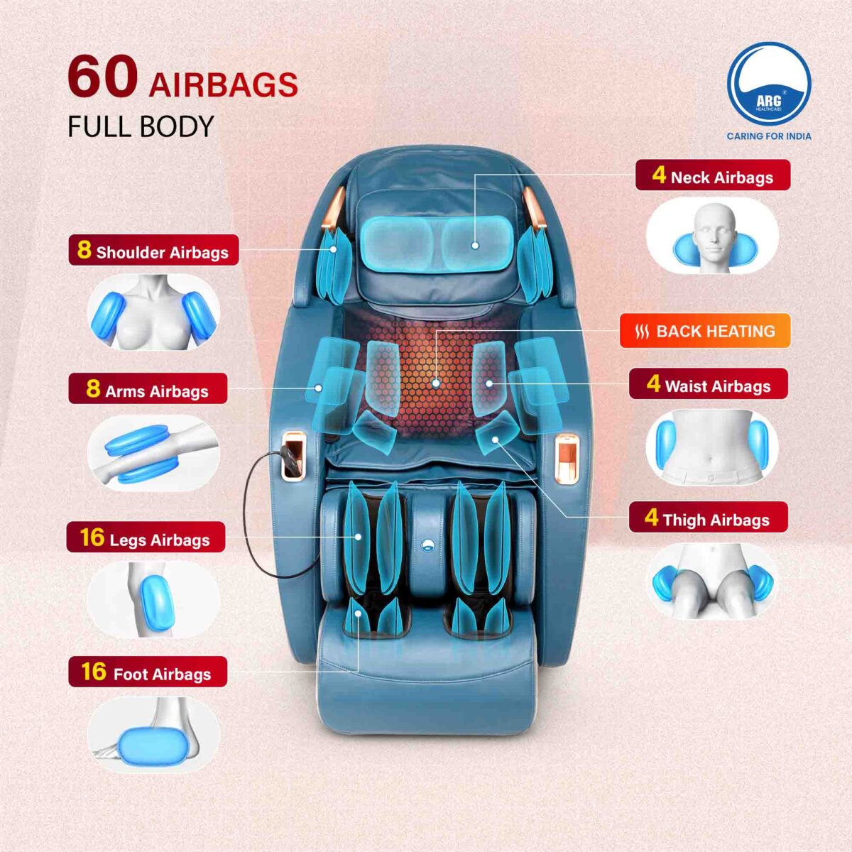 3D Full Body Luxury Massage Chair  Z100 Blue - Image 3