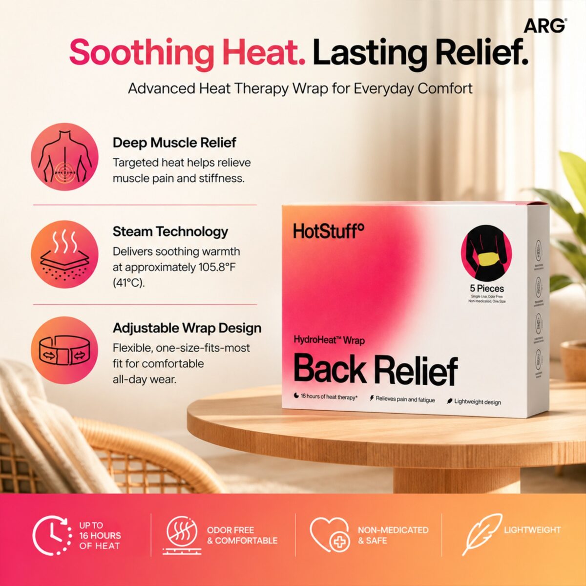 ARG  Back Heat Therapy Wrap - pack of 6 - Image 6