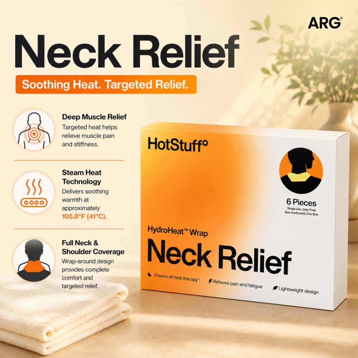 ARG Neck & Shoulder Heat Therapy Wrap– Pack of 6 - Image 2