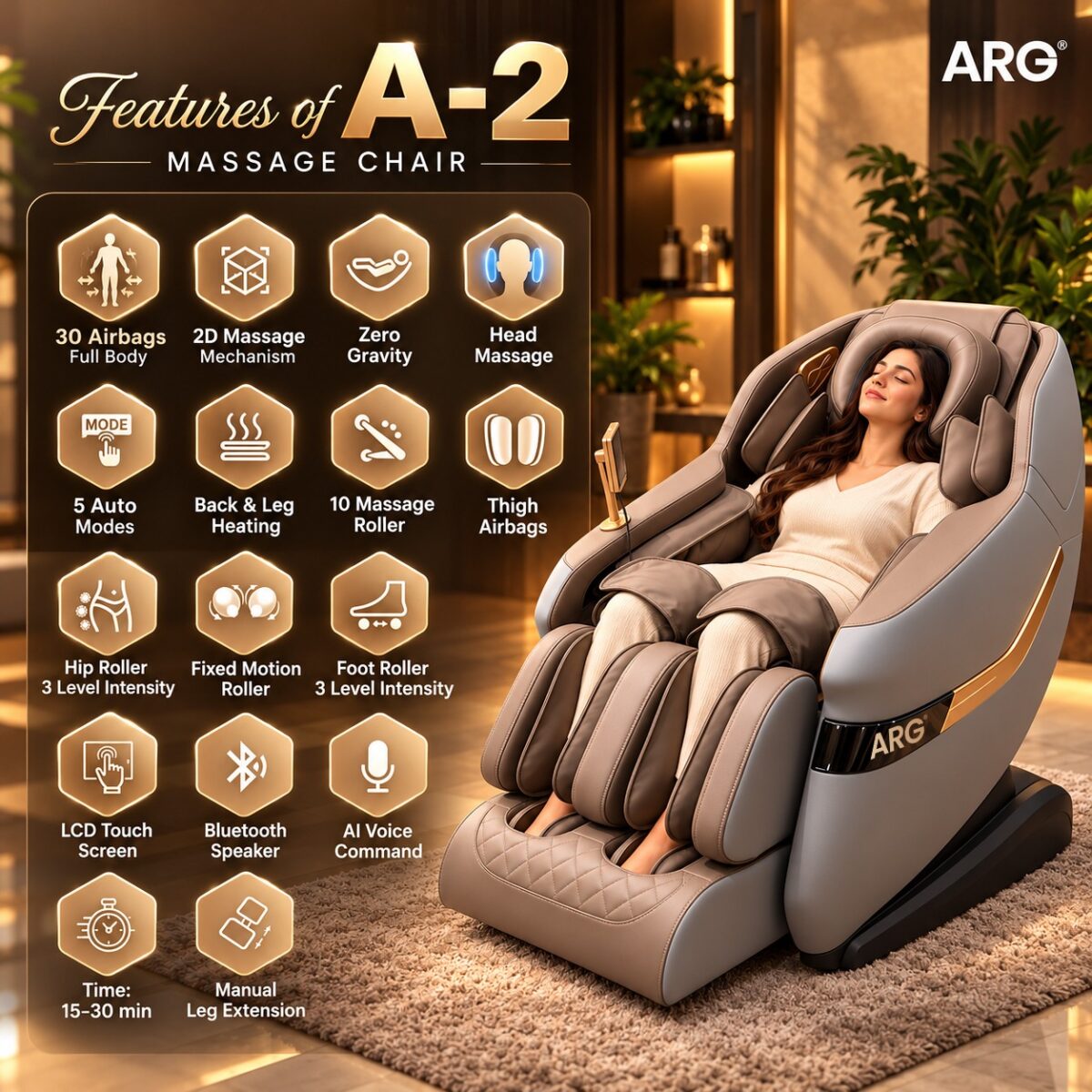 ARG A2 PLUS Massage Chair - 2D MASSAGE CHAIR - Image 3